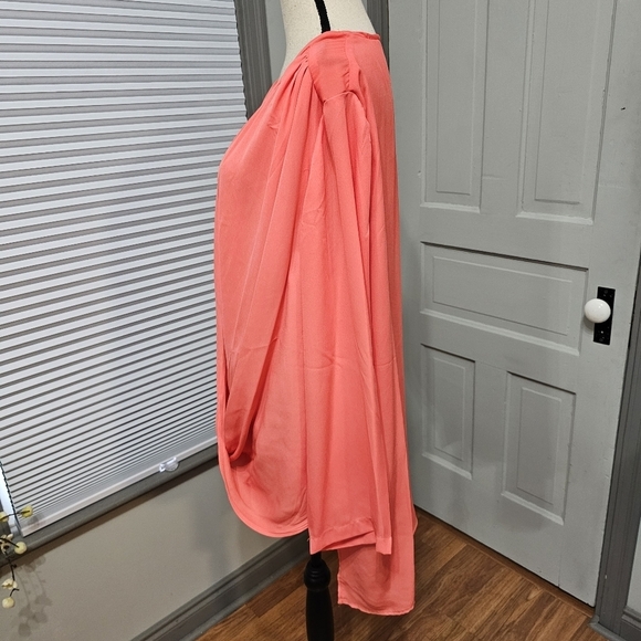 Ashley Stewart Surplice Blouse in Coral - Picture 3 of 6